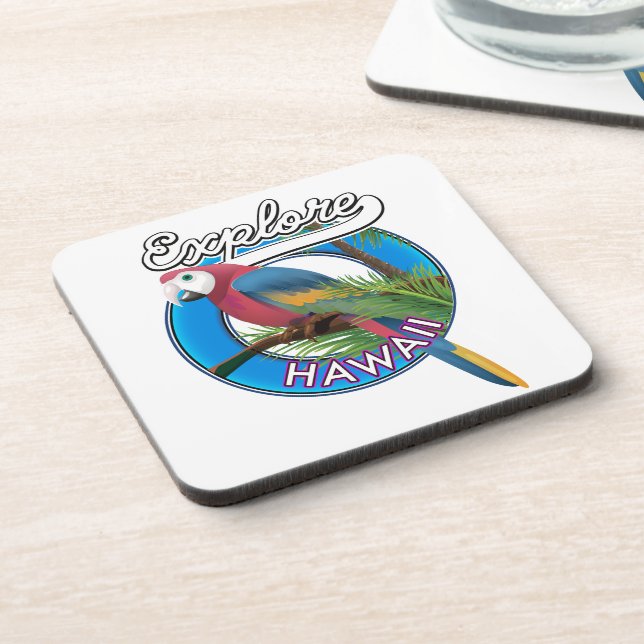 Entdecken Sie Hawaii Retro Logo Keramik Tile Getränkeuntersetzer (Linke Seite)