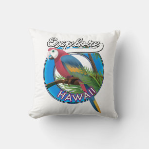 Entdecken Sie Hawaii Retro-Logo Kissen