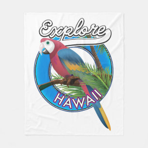 Entdecken Sie Hawaii Retro-Logo Poster Fleecedecke