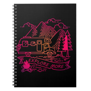 Entdecken Sie mehr Rosa Camper Van Mountain Nature Notizblock