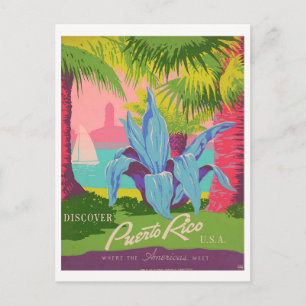 "Entdecken Sie Puerto Rico" Vintage Postkarte