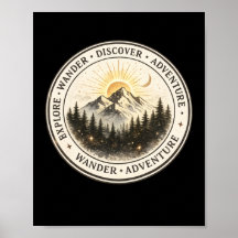 Entdecken Sie Wandern Erkunden Berg Poster Kunst D