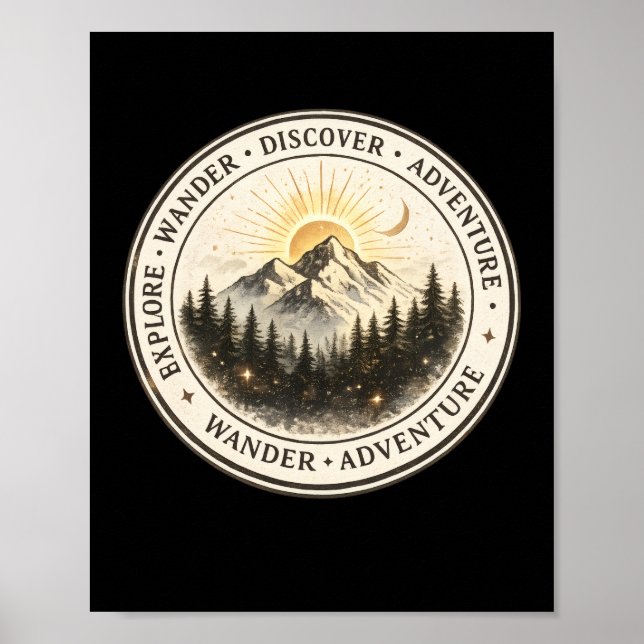 Entdecken Sie Wandern Erkunden Berg Poster Kunst D (Vorne)