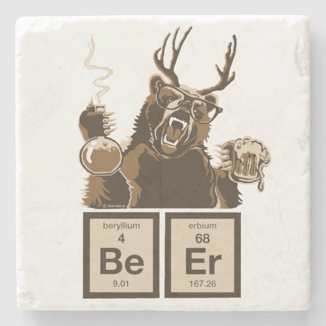Entdecktes Bier der Chemie Bär Steinuntersetzer (Vorderseite)