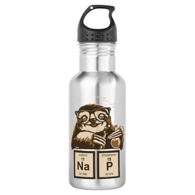 Entdecktes Nickerchen der Chemie Sloth Edelstahlflasche (Vorderseite)