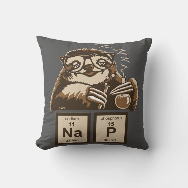 Entdecktes Nickerchen der Chemie Sloth Kissen (Vorderseite)