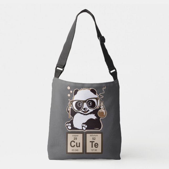 Entdecktes niedliches der Chemie Panda Tragetaschen Mit Langen Trägern (Vorderseite)