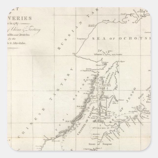 Entdeckungen 1787 im Meer der China Quadratischer Aufkleber (Vorderseite)
