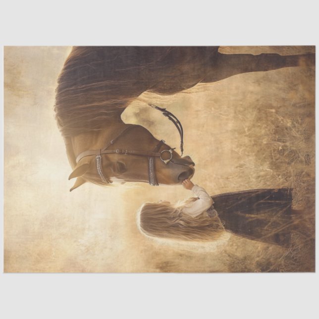 Entdeckungsross und Mädchen im Feld Seidenpapier (Vorderseite)