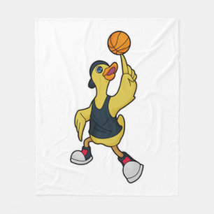 Ente als Baskeballspieler mit Basketball Fleecedecke
