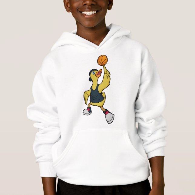 Ente als Baskeballspieler mit Basketball Hoodie (Vorderseite)