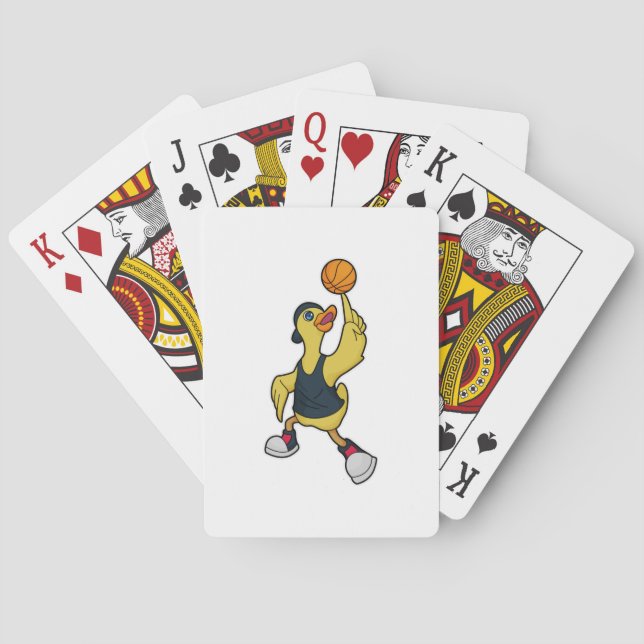 Ente als Baskeballspieler mit Basketball Spielkarten (Rückseite)