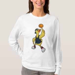 Ente als Baskeballspieler mit Basketball T-Shirt