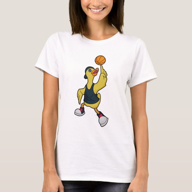 Ente als Baskeballspieler mit Basketball T-Shirt (Vorderseite)