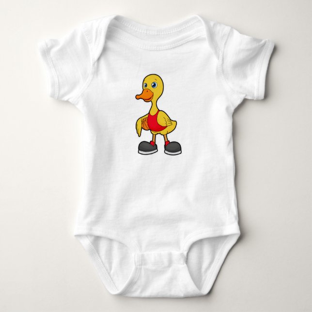 Ente als Basketballspieler mit Basketball Baby Strampler (Vorderseite)