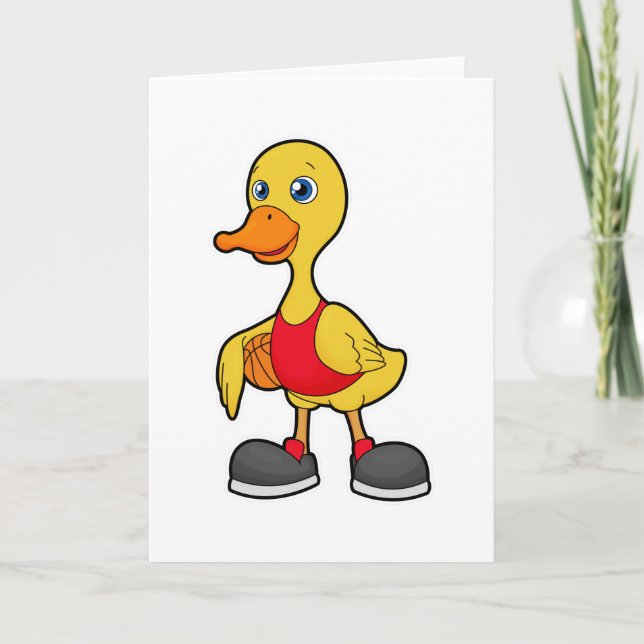 Ente als Basketballspieler mit Basketball Karte (Vorderseite)