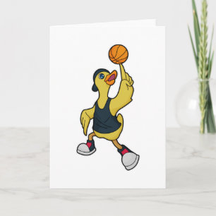 Ente als Basketballspieler mit Basketball Karte