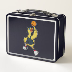 Ente als Basketballspieler mit Basketball Metall Brotdose