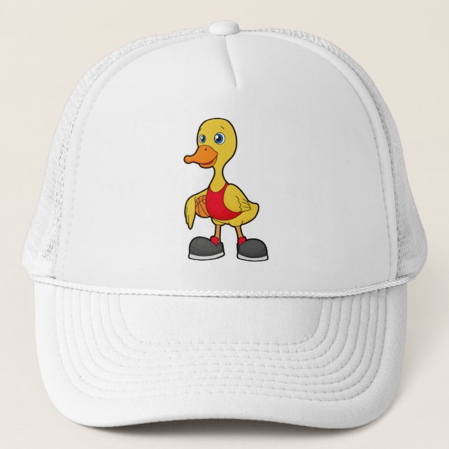 Ente als Basketballspieler mit Basketball Truckerkappe (Vorderseite)