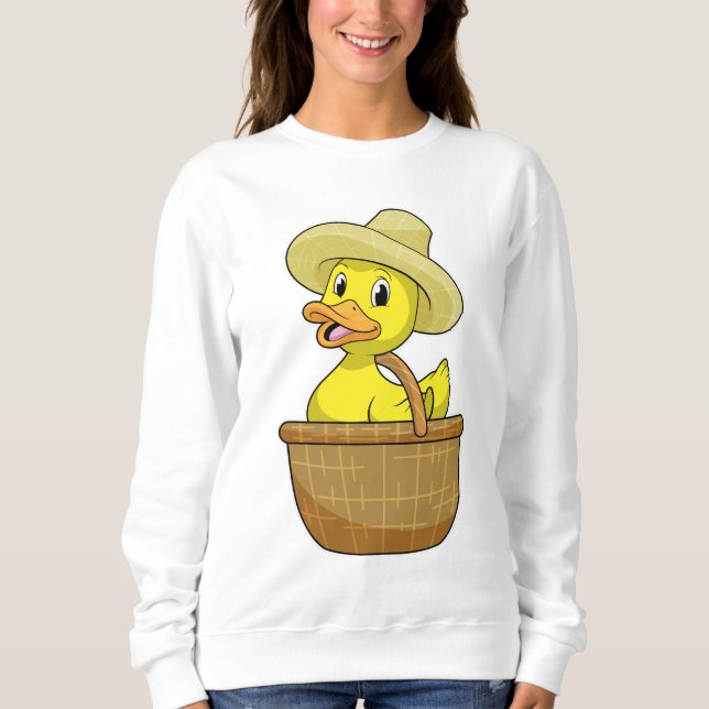 Ente als Bauer mit Körbchen Sweatshirt (Vorderseite)
