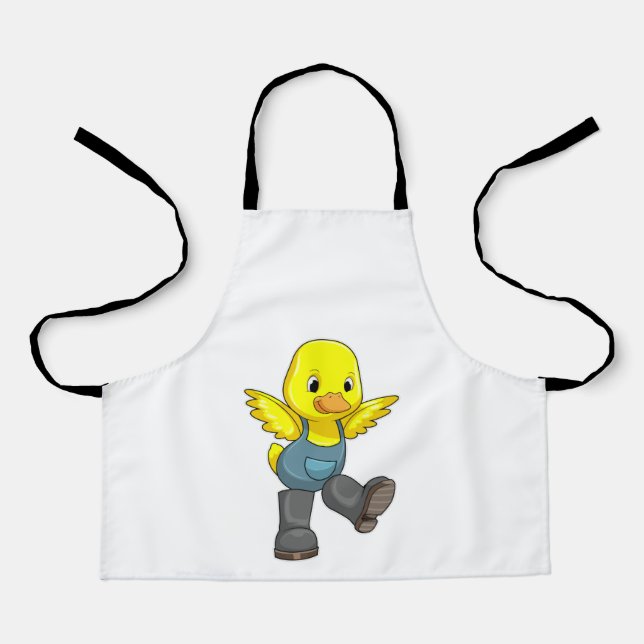 Ente als Bauer mit Stiefeln Schürze (Vorderseite)