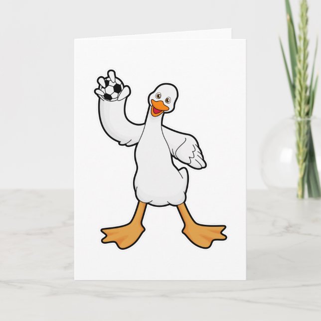 Ente als Handballspieler mit Handball Karte (Vorderseite)