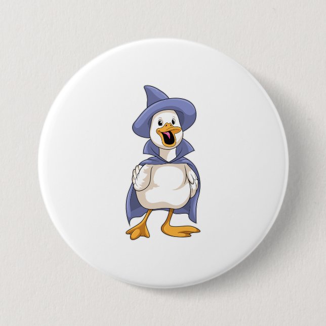 Ente als Hexe mit Hut Button (Vorderseite)