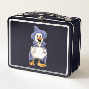 Ente als Hexe mit Hut Metall Brotdose