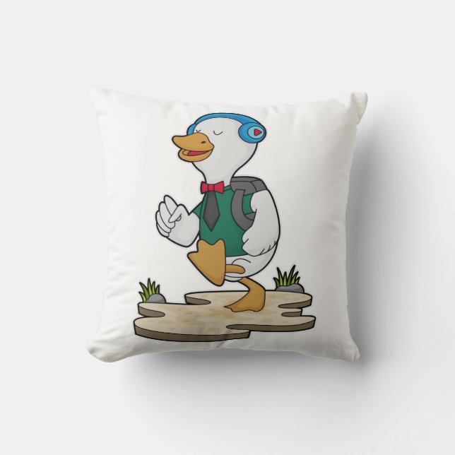 Ente als Hiker mit Rucksack Kissen (Vorderseite)