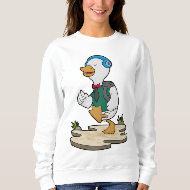 Ente als Hiker mit Rucksack Sweatshirt (Vorderseite)