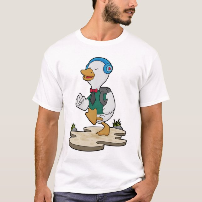 Ente als Hiker mit Rucksack T-Shirt (Vorderseite)