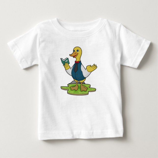 Ente als Lehrer mit Buch Baby T-shirt (Vorderseite)