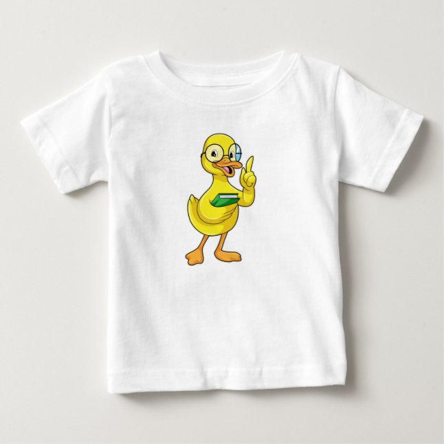 Ente als Lehrer mit Buch & Brille Baby T-shirt (Vorderseite)