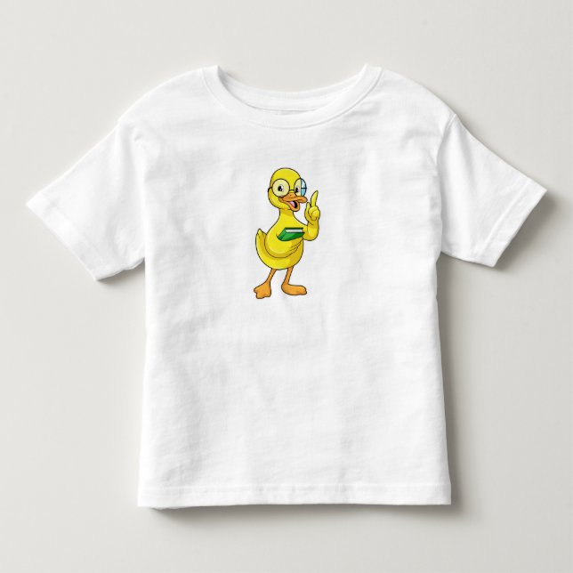 Ente als Lehrer mit Buch & Brille Kleinkind T-shirt (Vorderseite)