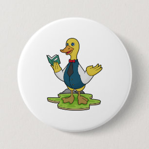 Ente als Lehrer mit Buch Button