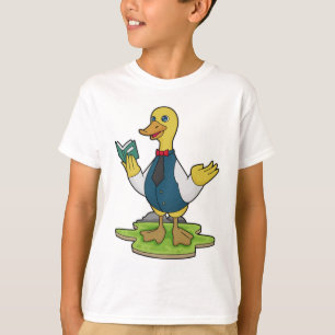 Ente als Lehrer mit Buch T-Shirt