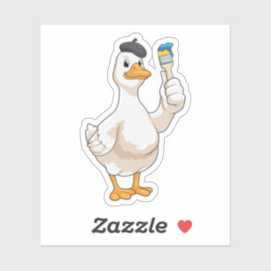 Ente als Maler mit Pinsel Aufkleber