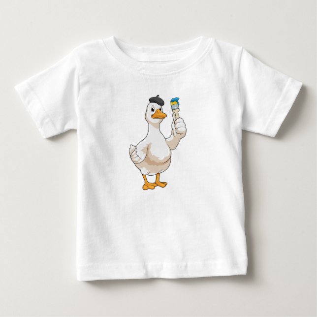 Ente als Maler mit Pinsel Baby T-shirt (Vorderseite)