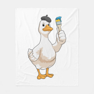 Ente als Maler mit Pinsel Fleecedecke