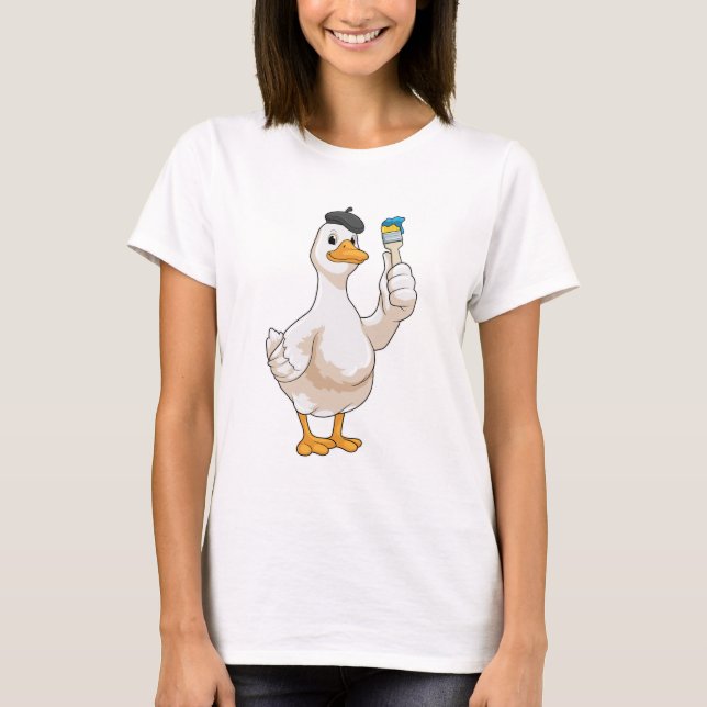 Ente als Maler mit Pinsel T-Shirt (Vorderseite)
