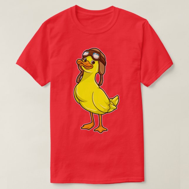 Ente als Pilot mit Cap Goggles T-Shirt (Design vorne)