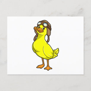Ente als Pilot mit Mütze und Schutzbrille Postkarte