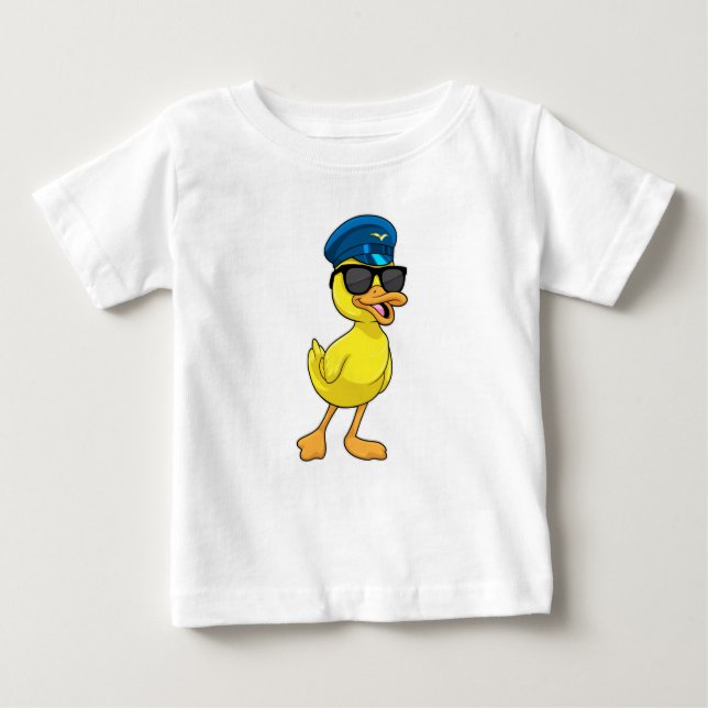 Ente als Pilot mit Pilotenhut Baby T-shirt (Vorderseite)