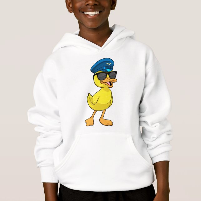 Ente als Pilot mit Pilotenhut Hoodie (Vorderseite)
