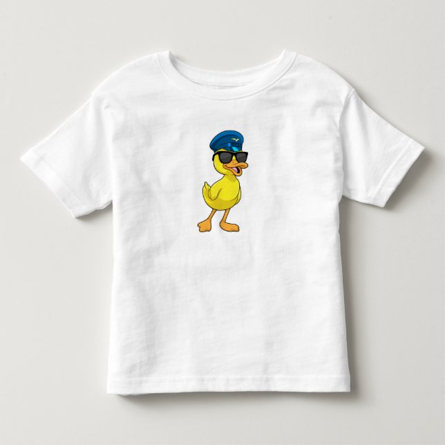 Ente als Pilot mit Pilotenhut Kleinkind T-shirt (Vorderseite)