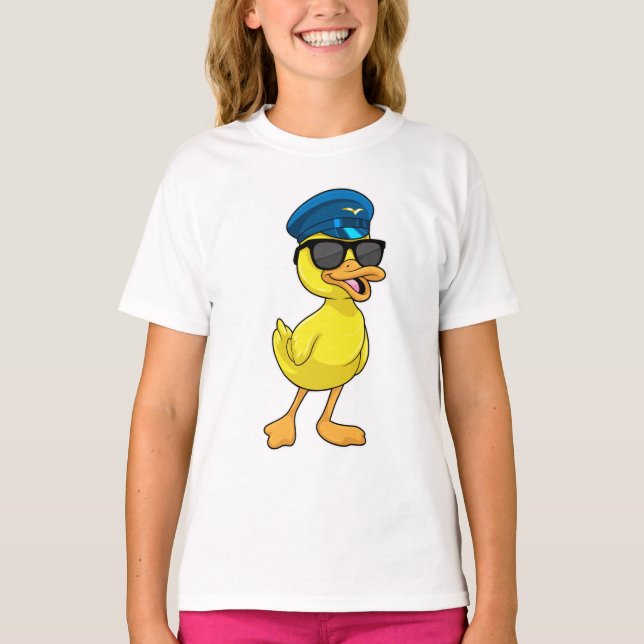 Ente als Pilot mit Pilotenhut T-Shirt (Vorderseite)