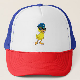 Ente als Pilot mit Pilotenhut Truckerkappe