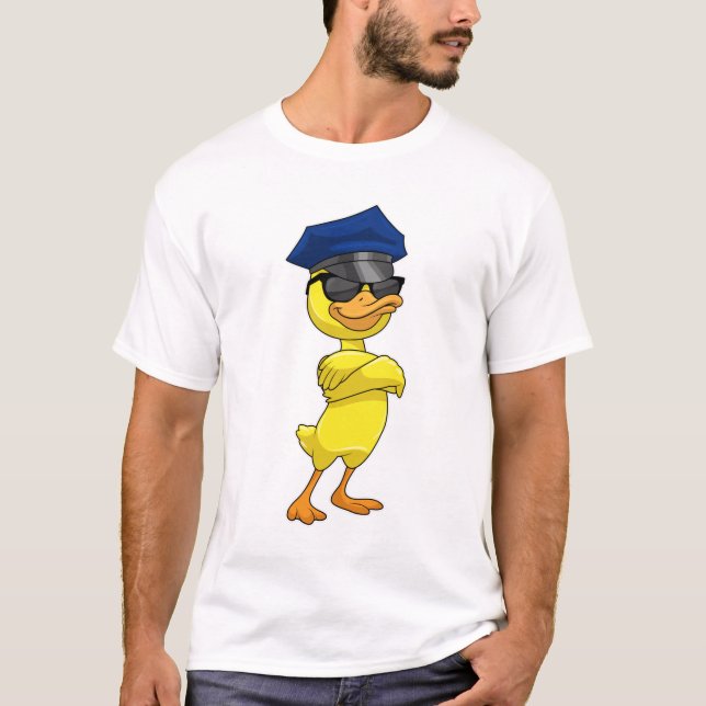 Ente als Polizeibeamter mit Polizeischutz T-Shirt (Vorderseite)