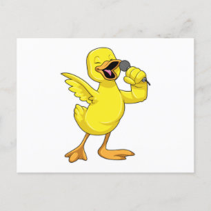 Ente als Sängerin mit Mikrofon Postkarte