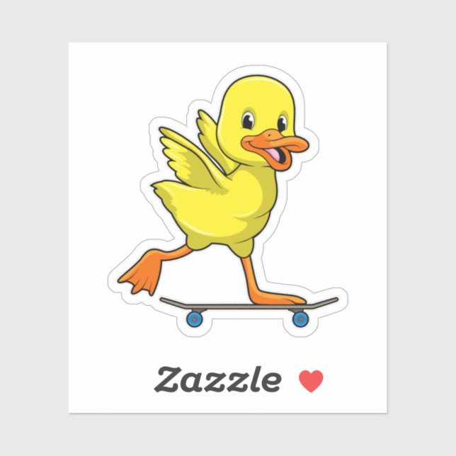 Ente als Skater mit Skateboard Aufkleber (Blatt)